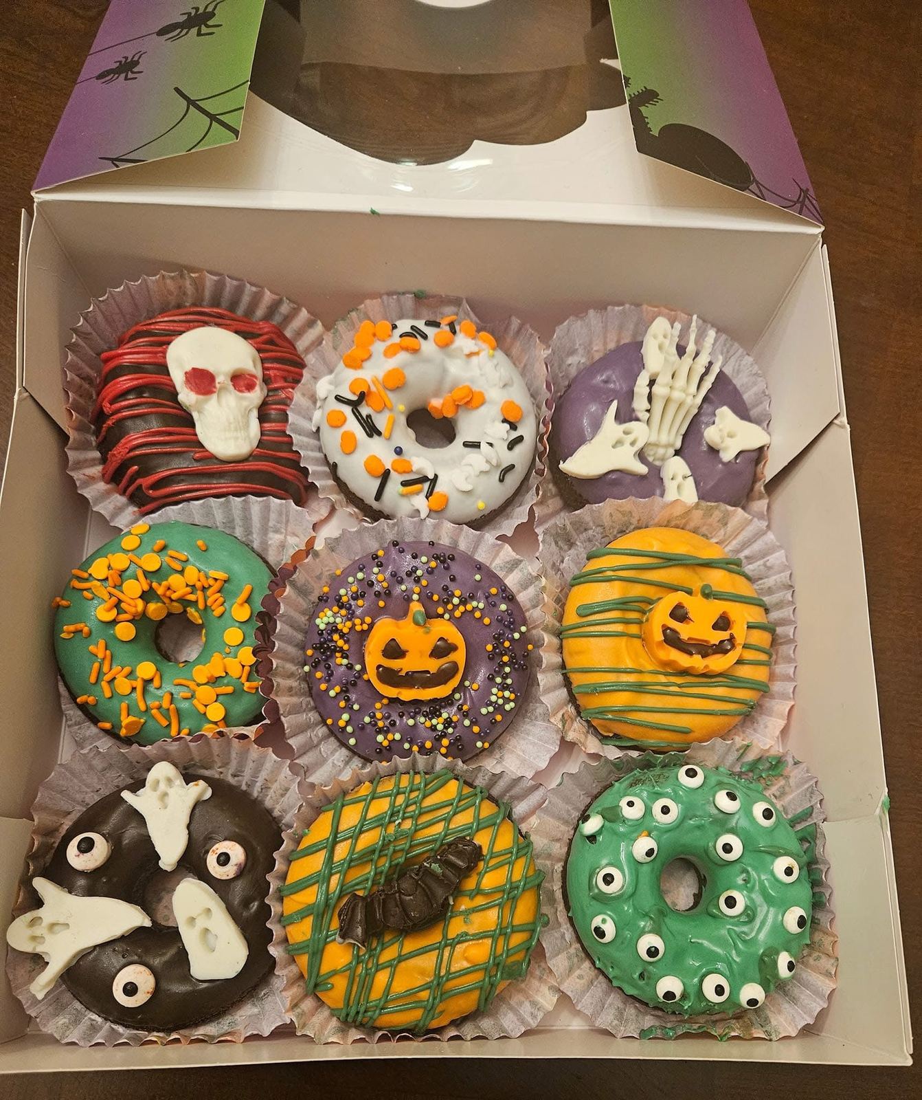 Halloween-decorated donut box