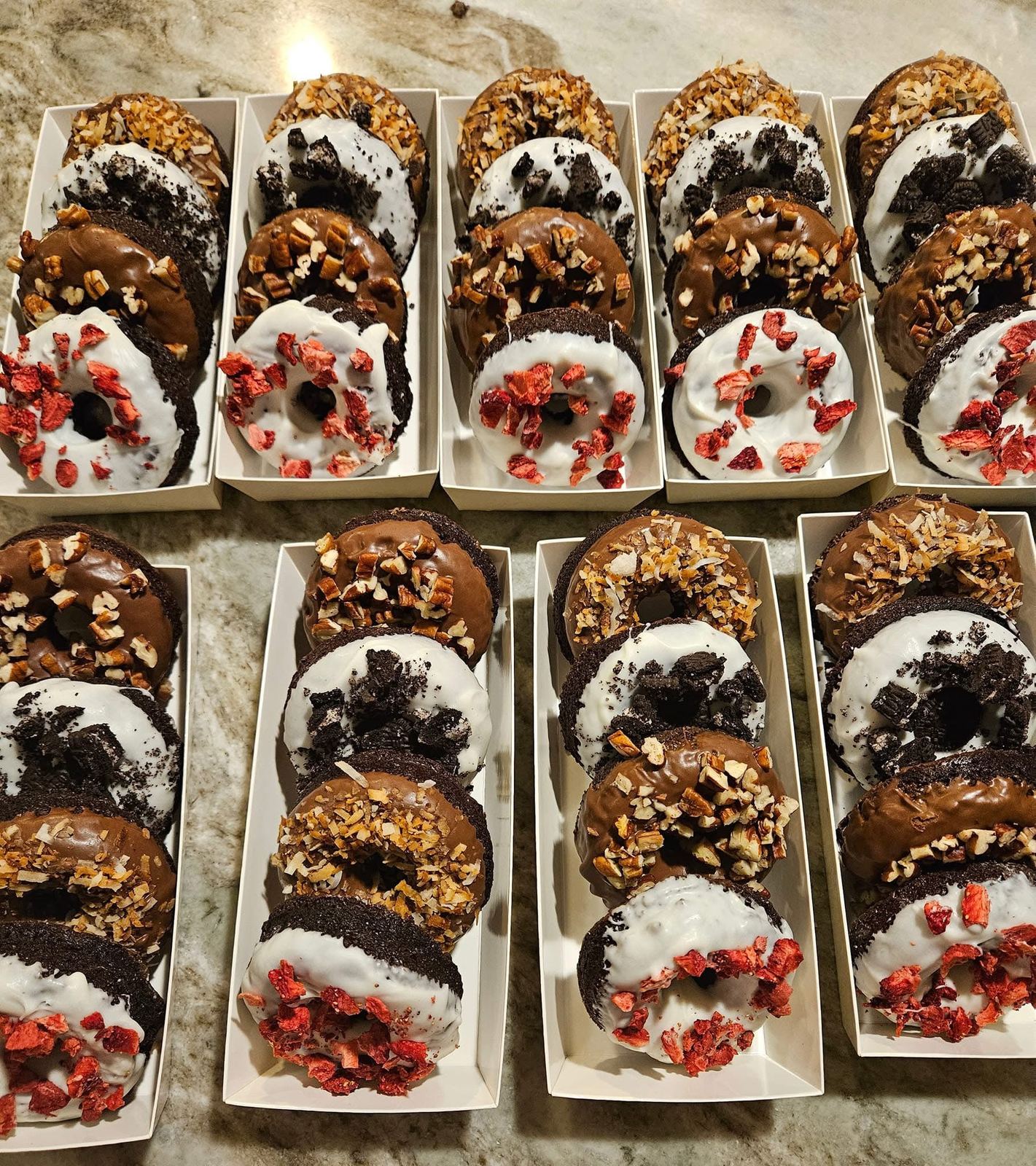 Assorted decorated donuts